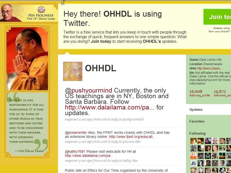 Twitter-account Dalai Lama nep