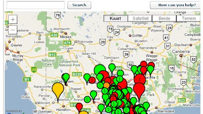 Australische branden op Google Maps