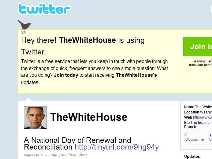 Witte Huis-Twitter: yes we can!