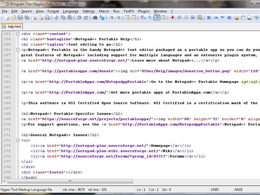 Verse download: Notepad++ Portable