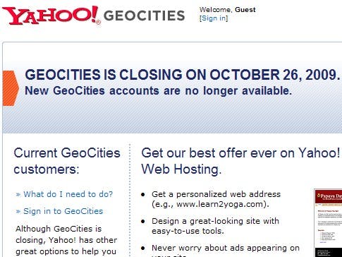 GeoCities vandaag voorgoed verleden tijd