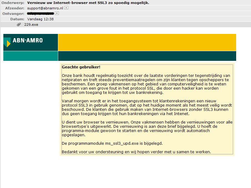 ABN AMRO: tweede nepmail - met trojan! - in omloop