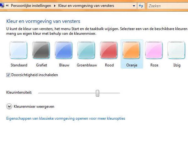 Oranje boven bij Windows Vista