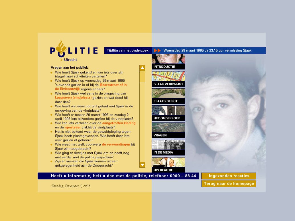 Politie zet internet in om cold case op te lossen