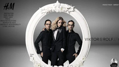 Website Hennes en Mauritz plat door Victor & Rolf