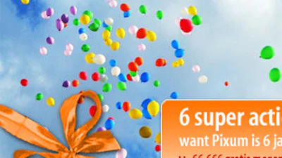 Pixum is jarig - en trakteert