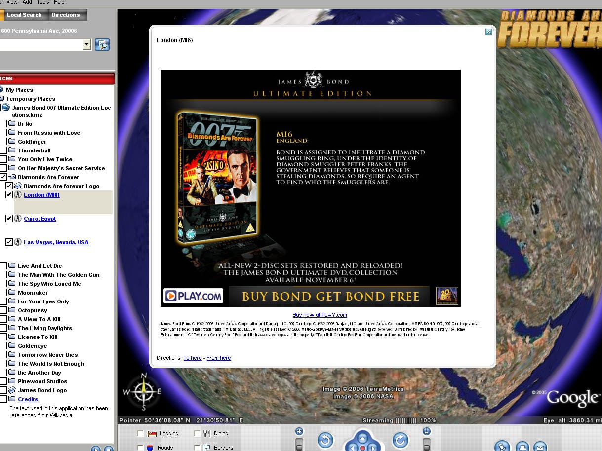 James Bond gebruikt Google Earth