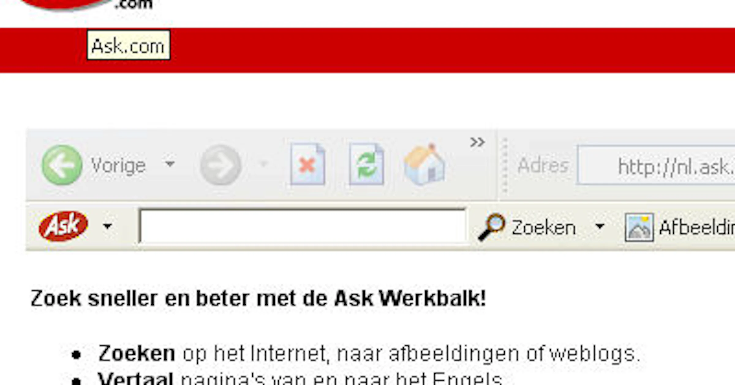 Ook Ask.com Nederland komt met toolbar