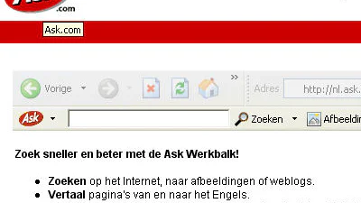 Ook Ask.com Nederland komt met toolbar