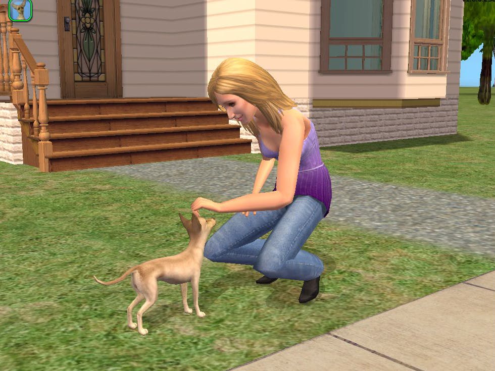 Hilary Duff én hond in De Sims 2 Huisdieren