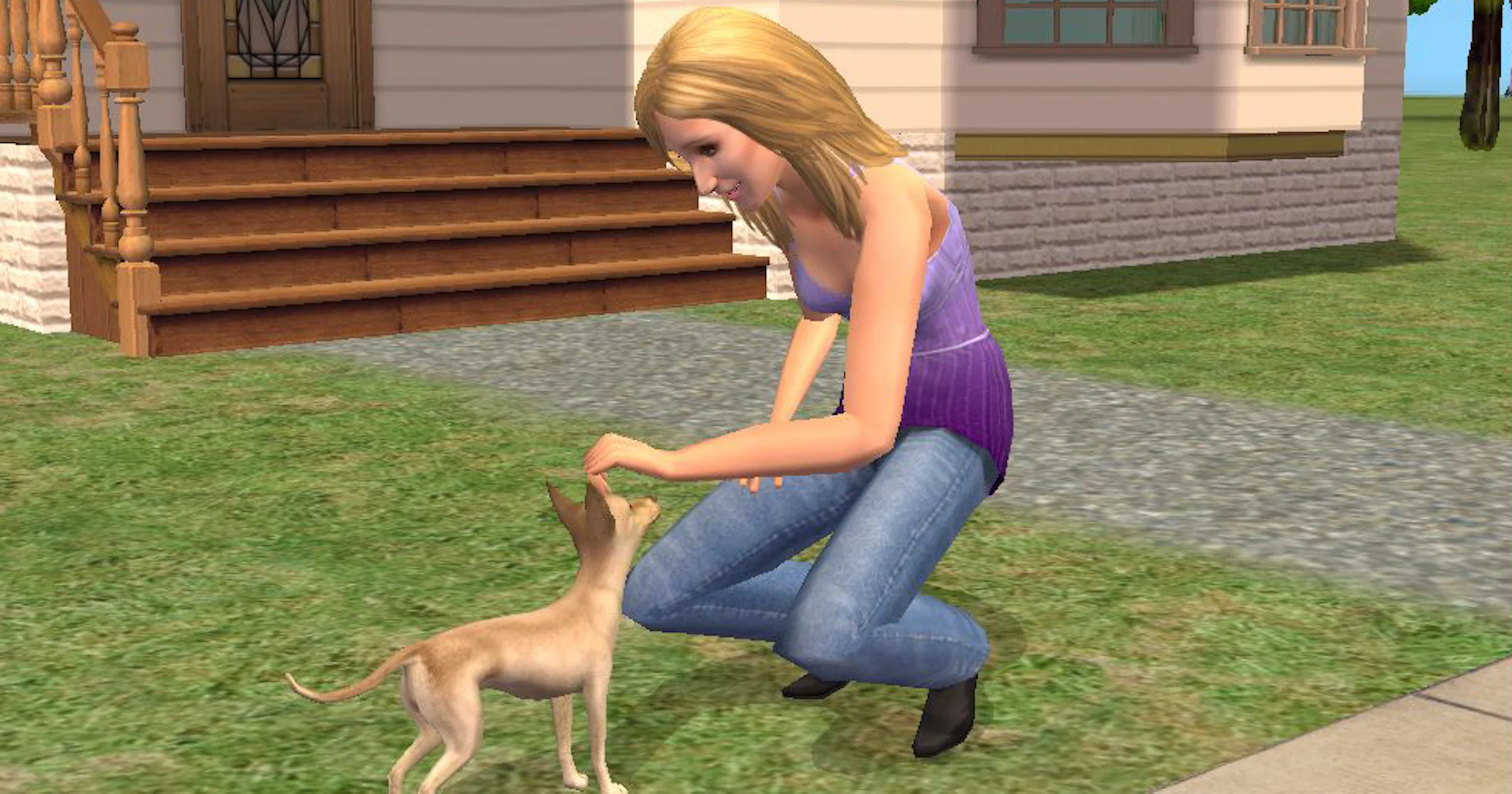 Hilary Duff én hond in De Sims 2 Huisdieren