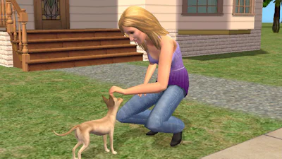 Hilary Duff én hond in De Sims 2 Huisdieren