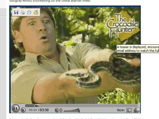 Spammer zet tanden in Crocodile Hunter video