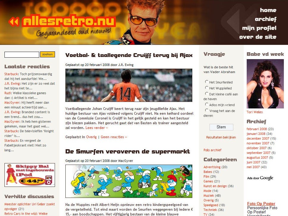 Nieuwe site haakt in op retro (Smurfen! Cruijff! Ben!)