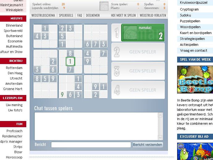 Eerste WK Sudoku op AD.nl