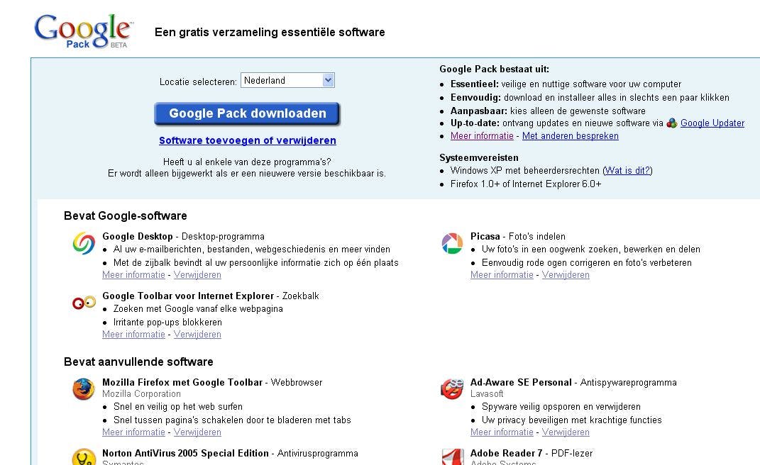 Google lanceert Google Pack in Nederland