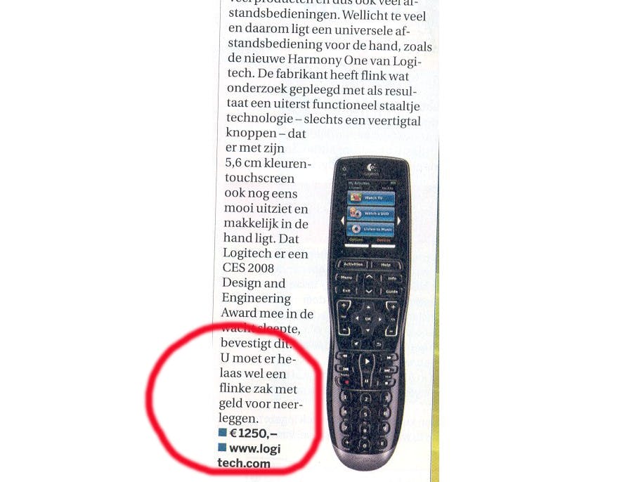 Rectificatie: geen 1250, maar 199 euro...