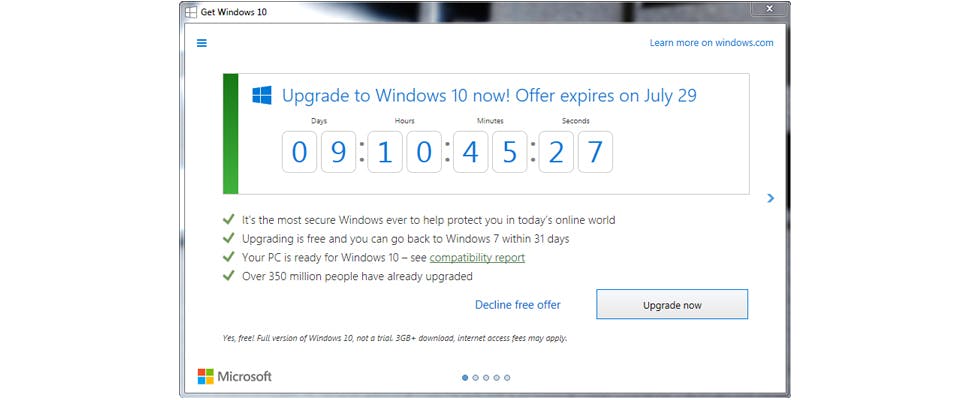 Upgraden naar Windows 10: Aftellen is (letterlijk) begonnen