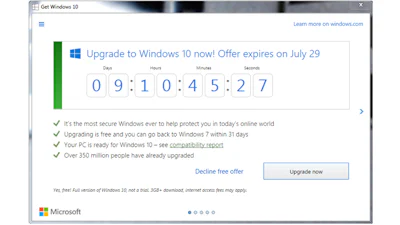 Upgraden naar Windows 10: Aftellen is (letterlijk) begonnen
