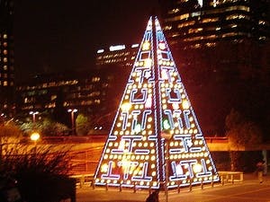 Kerstboom in Pac-Man-stijl