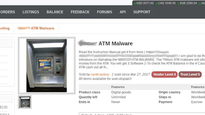 Malware voor pinautomaten te koop op dark web