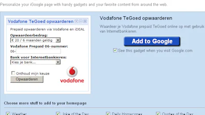 Vodafone komt met widget voor prepaid opwaarderen