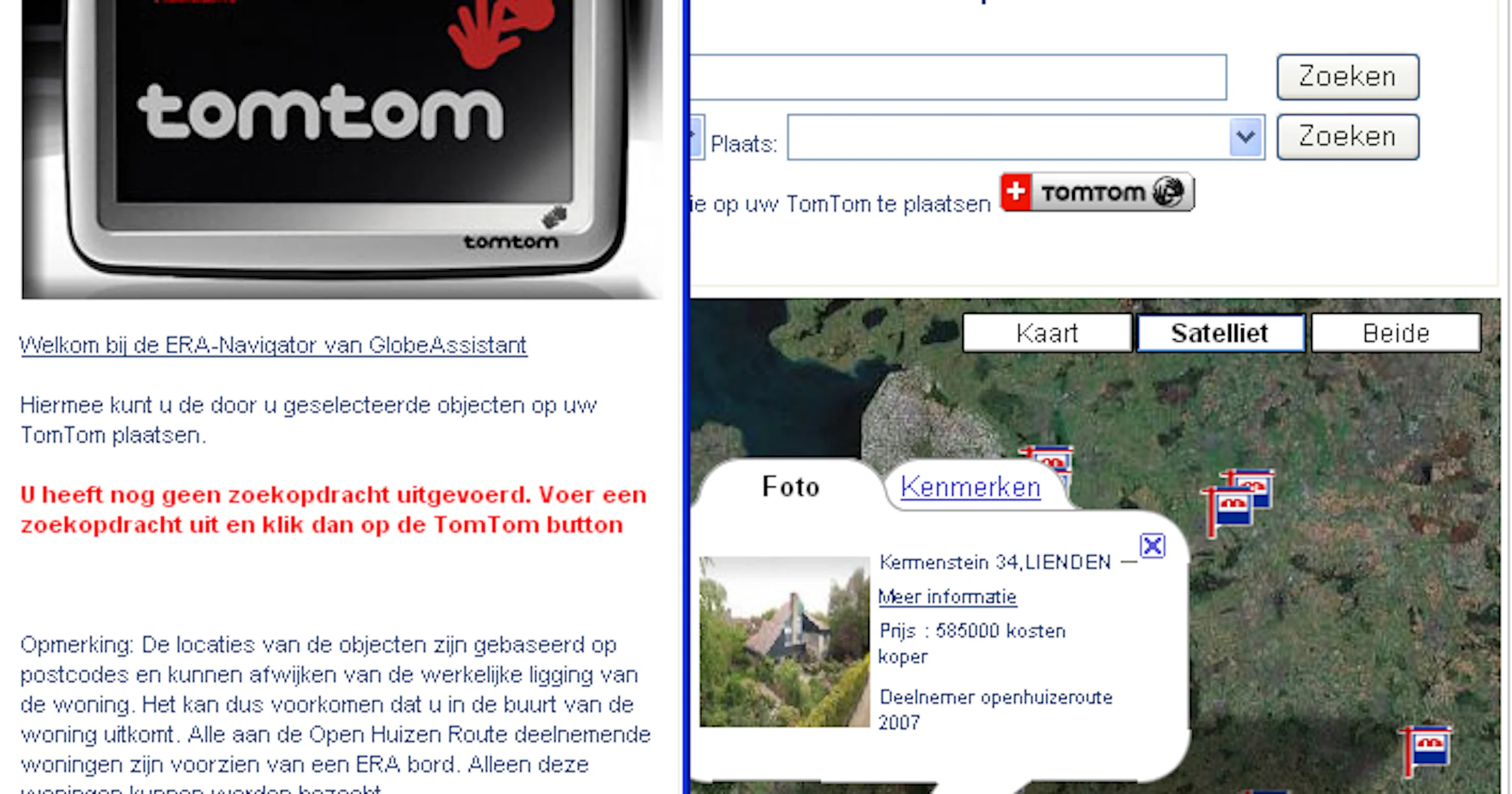 Te koop staande huizen nu ook op TomTom