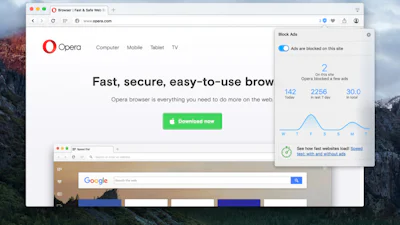 Opera's ingebouwde adblocker nu voor iedereen uit