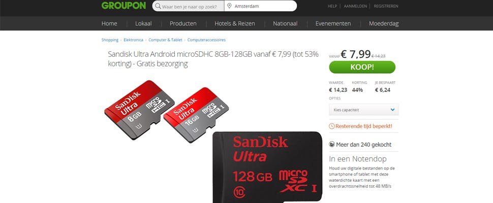 Geheugenkaartjes van SanDisk op Groupon blijken nep
