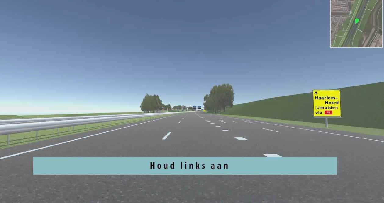 Wennen aan omleidingen op de A9 door animaties