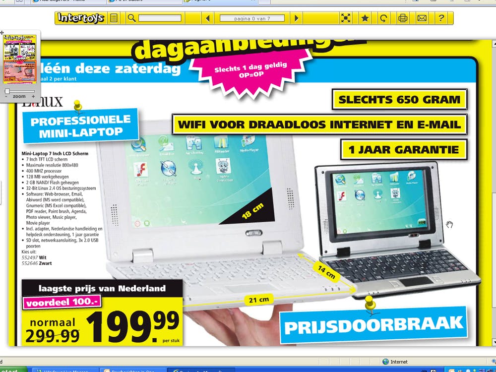 Laptop bij de speelgoedwinkel