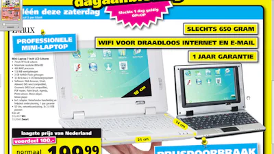 Laptop bij de speelgoedwinkel