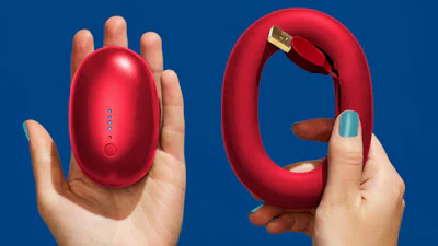 Bump is ronde powerbank met handige kabelhouder