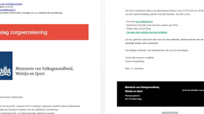 Pas op voor phishing-mail rond ziektekostenverzekering