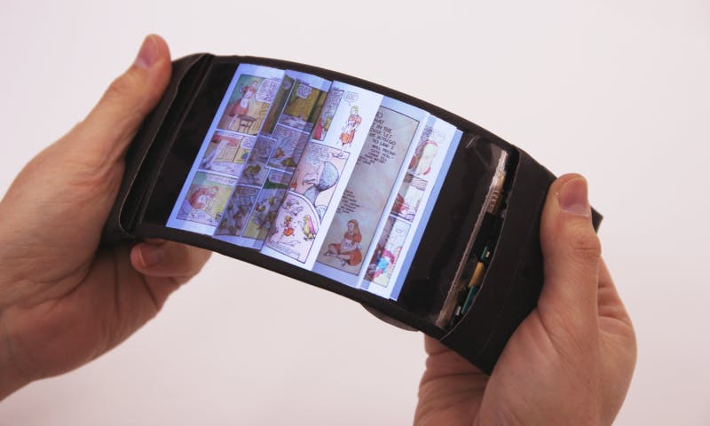 Blader door eBooks door flexibel scherm te buigen