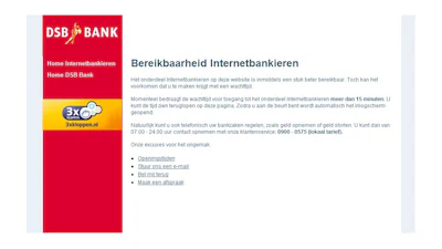 Internetbankieren DSB Bank praktisch onbereikbaar