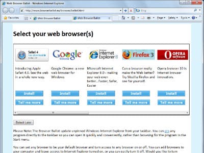EU-commissie tevreden met browserkeuze-scherm
