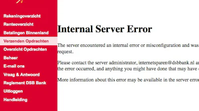 Nog steeds problemen met site DSB Bank