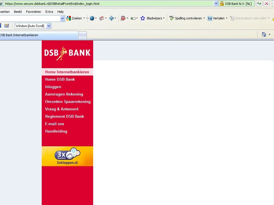 Site DSB Bank plat na oproep op tv