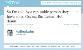 Twitter bericht als eerste over dood Osama Bin Laden [VIDEO]