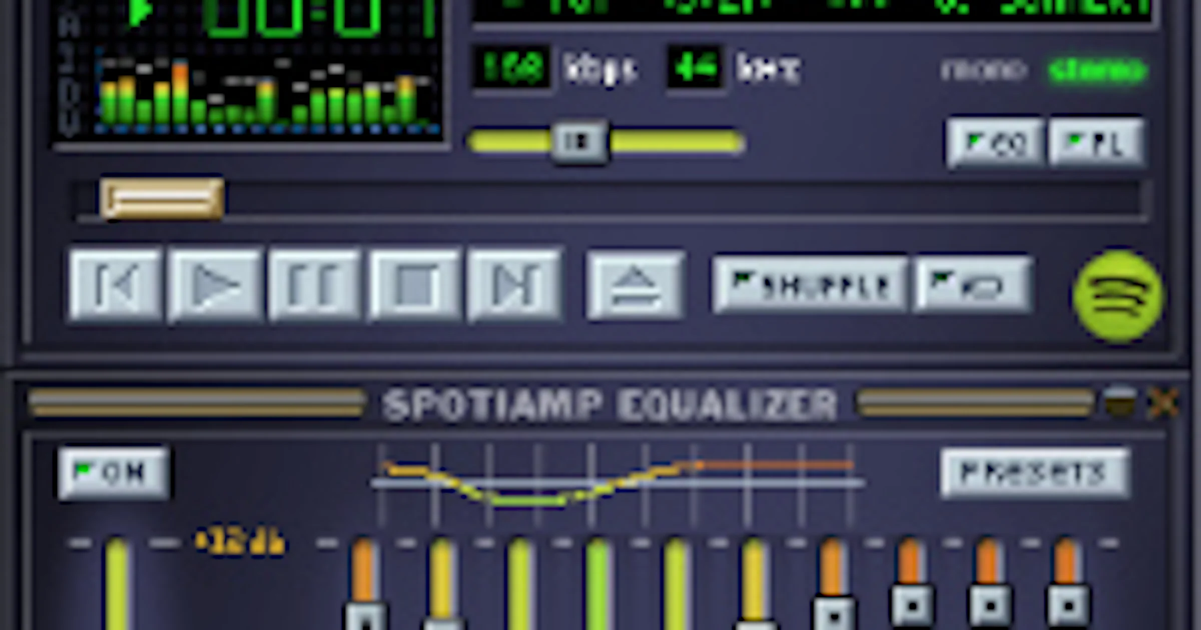 Spotify in Winamp-jasje op sterfdag retromuziekspeler