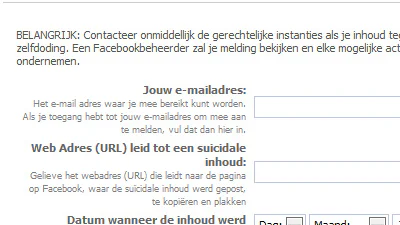 Facebook biedt formulier voor melden zelfmoord