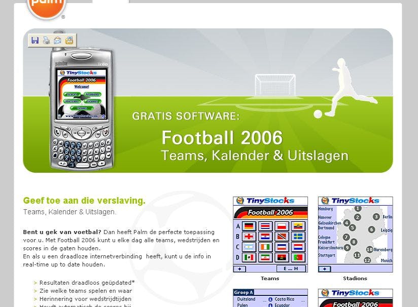 WK-gekte: voetbal-software op de Palm