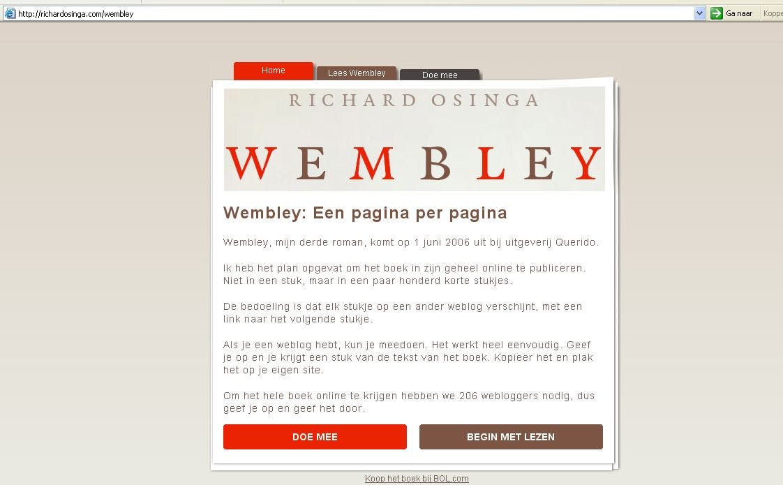 Schrijver publiceert roman op 206 weblogs