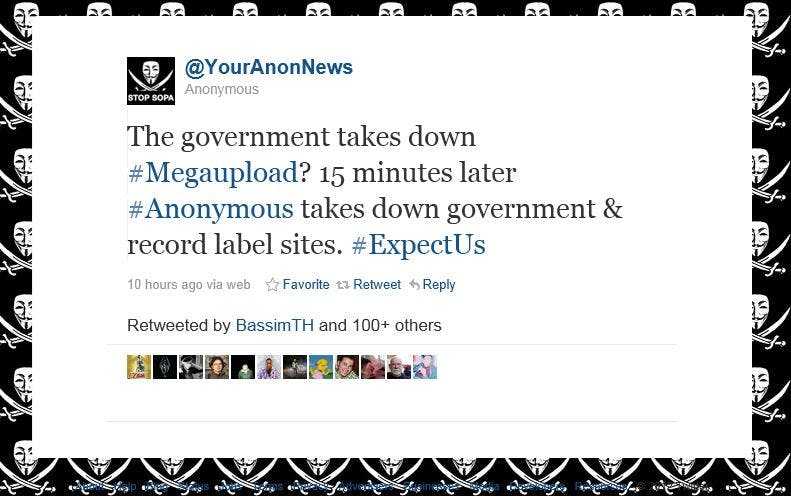 FBI haalt MegaUpload.com neer; Anonymous slaat terug