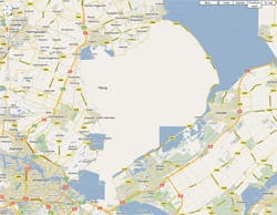 Markermeer gedempt volgens Google Maps
