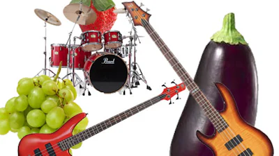 Groente- en fruitorkest speelt Teardrop in muziekvideo