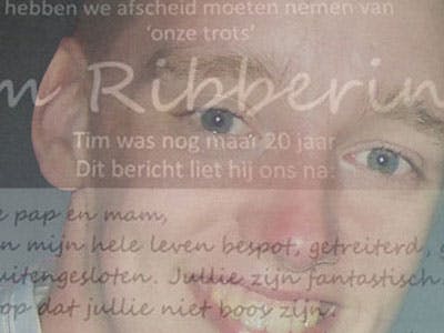 Ouders Tim Ribberink tonen afscheidsnotitie