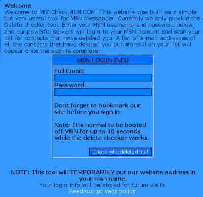Eerste phishing-site ontdekt voor gebruikers MSN