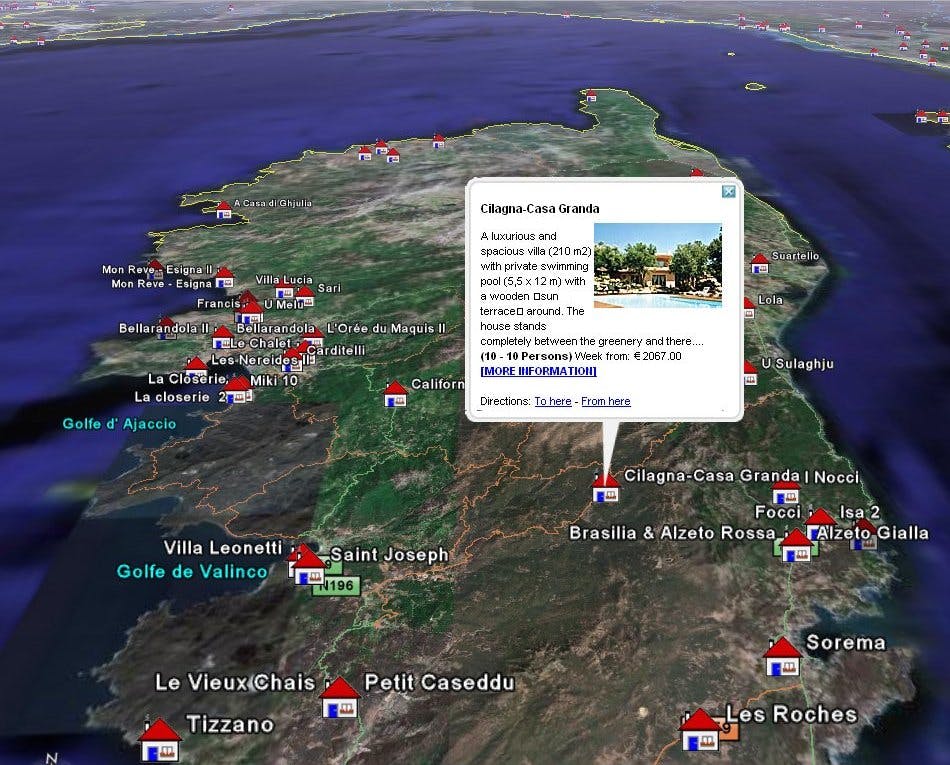 Vakantiehuisje boeken via Google Earth